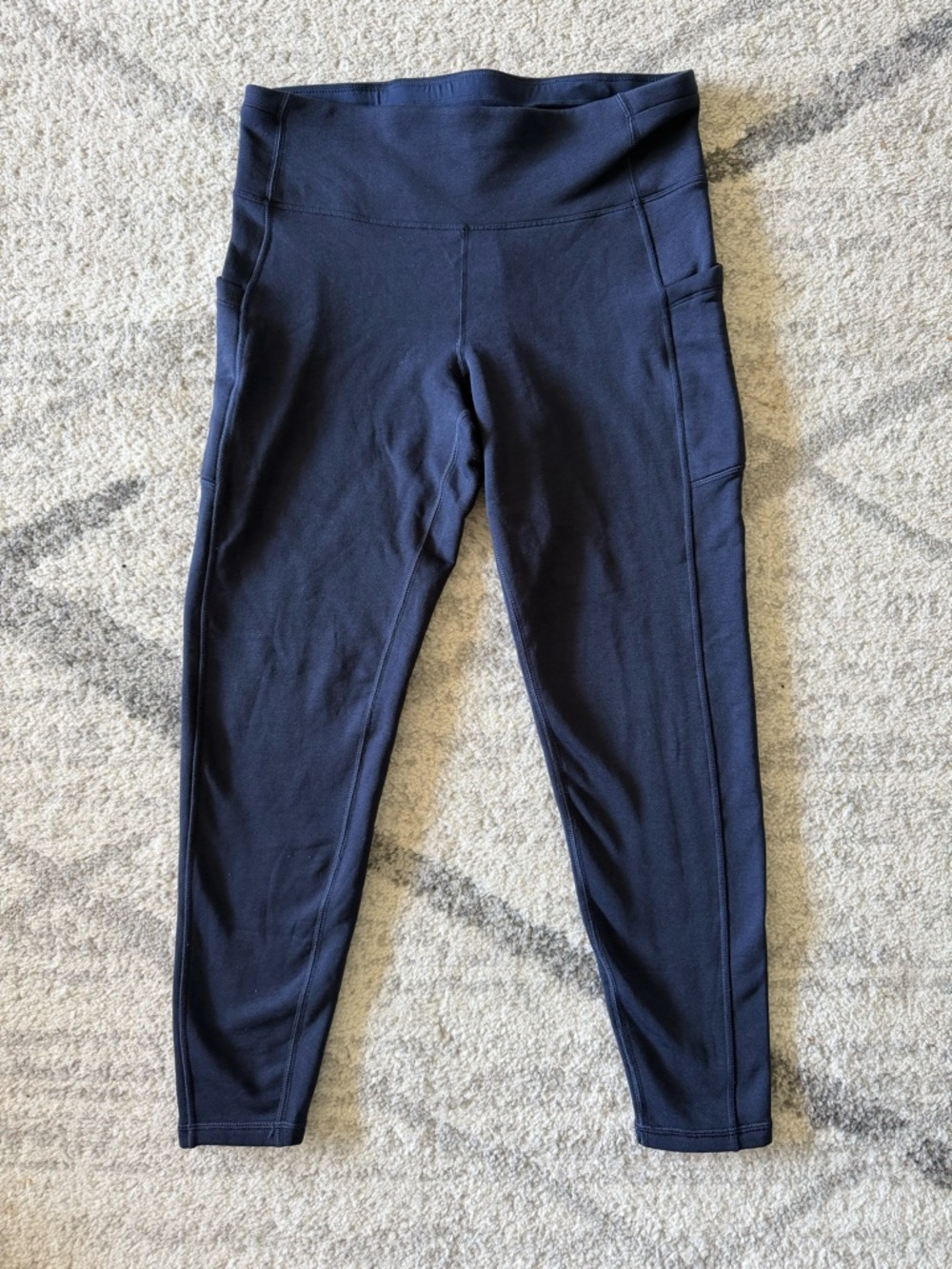 Athleta navy blue fleece lined legging size large